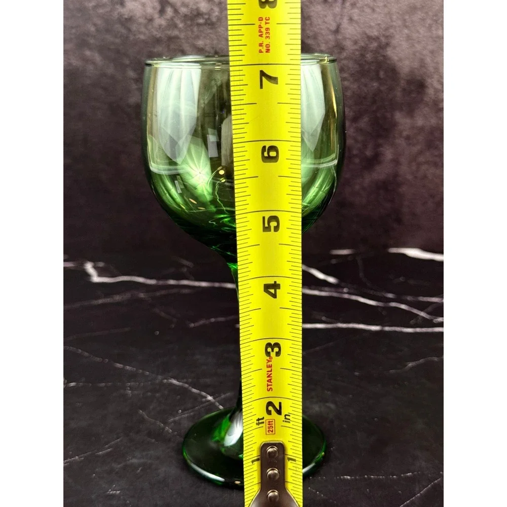 Vintage Libbey Emerald Green Balloon Stem Wine Glass 7X3